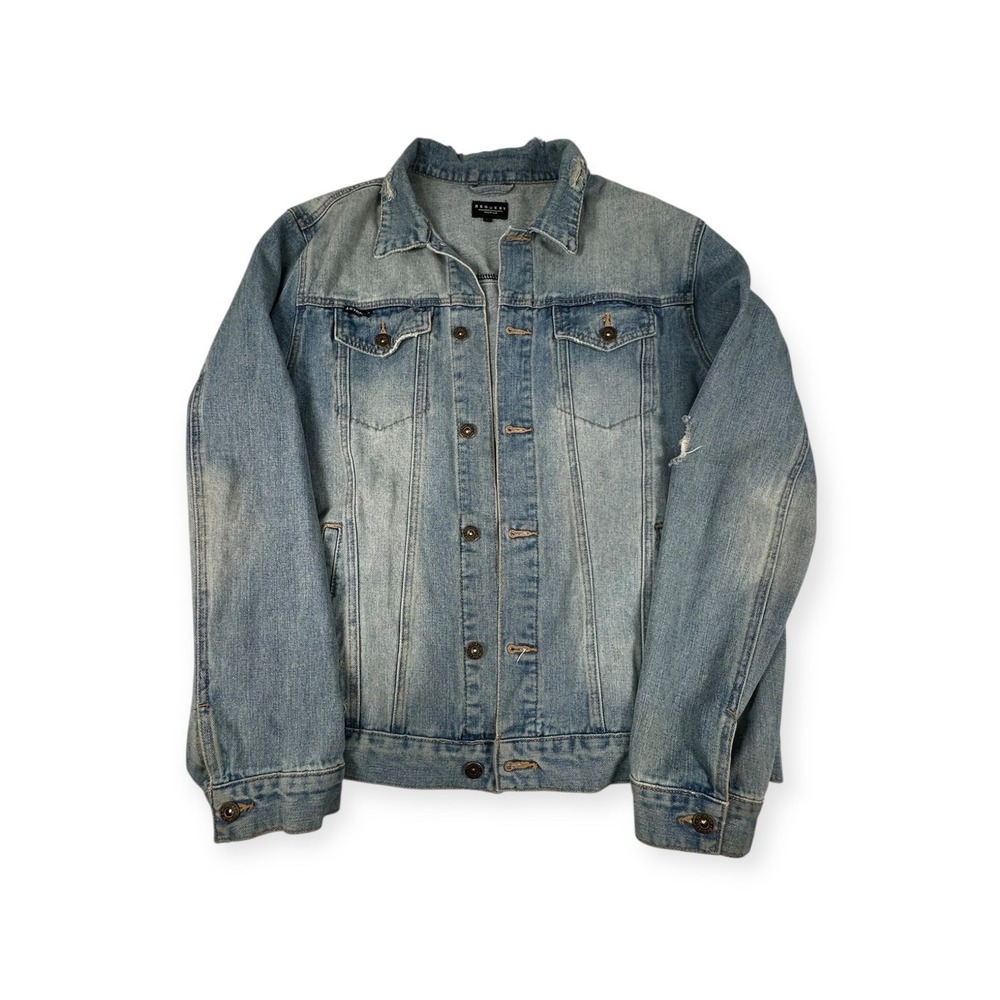 Request Premium Denim Jacket Distressed Light Wash‎ Jean Jacket